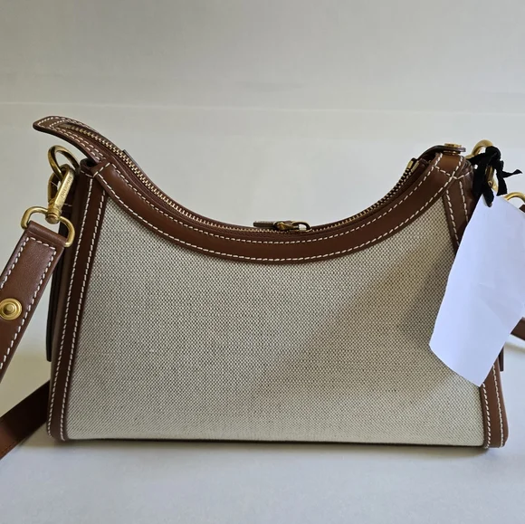 Balmain  B-Buzz Canvas & Leather Shoulder Bag Natural / Camel - Picture 7 of 14